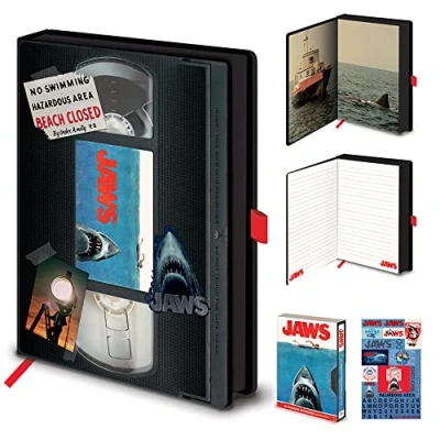 Abbildung von empireposter Jaws VHS Premium Notizbuch im A5 Format Größe 15x21 cm