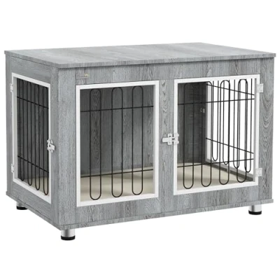 Abbildung von PawHut Hundekäfig, Hundehütte für Mittelegroße Hunde, Hundebox mit Kissen