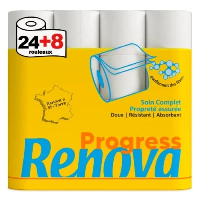 Abbildung von Renova Progress Toilettenpapier, 2 lagig, weiß, 24 + 8