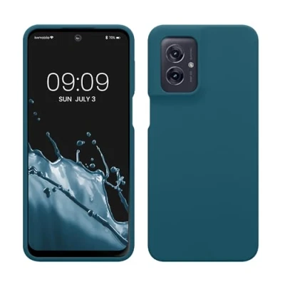 Abbildung von kwmobile Hülle kompatibel mit Motorola Moto G55 5G Silikon Handy Case Handyhülle weiche Oberfläche kabelloses Laden Petrol