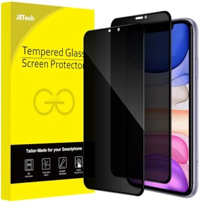 Abbildung von JETech Sichtschutz Full Screen für iPhone 11/XR 6,1 Zoll, Anti Spy Panzer Schutz Glas Folie Schutzfolie, Kante zu Displayschutz Hat Keinen Einfluss auf die Hülle, 2 Stück