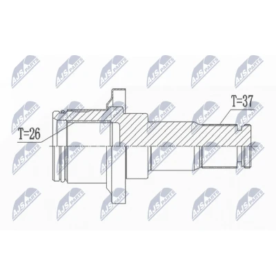 Abbildung von NTY NPW VW 004W1 Antriebswelle Vorderachse VOLKSWAGEN: Transporter 4 Bus, Kastenwagen, Pritsche / Fahrgestell