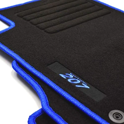 Abbildung von Mattenprofis Velours Logo Fußmatten passend für Peugeot 207 + SW ab Bj.02/2006 blau