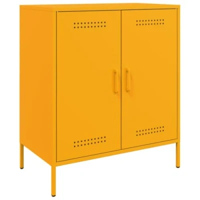 Abbildung von vidaXL Sideboard, Kommode mit Stauraum, Anrichte Schrank für Wohnzimmer, Beistellschrank Mehrzweckschrank, Industrie Stil, Senfgelb Stahl