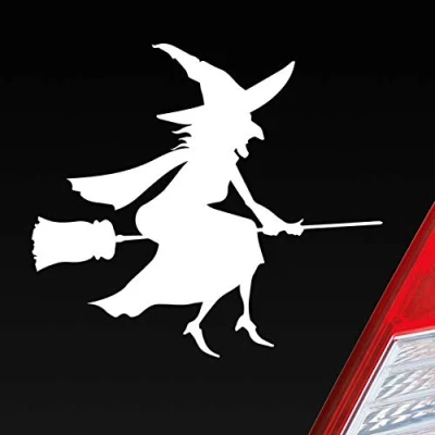 Abbildung von Hellweg Druckerei Hexe Witch Besen Frau Hexerei Auto Aufkleber Sticker Heckscheibenaufkleber