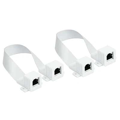 Abbildung von Good Connections RJ45 Ethernet LAN Tür /Fensterdurchführung 2er Spar Set, extrem flach beidseitig Buchse Gesamtlänge inkl. Stecker weiß, Länge: 25 27 cm