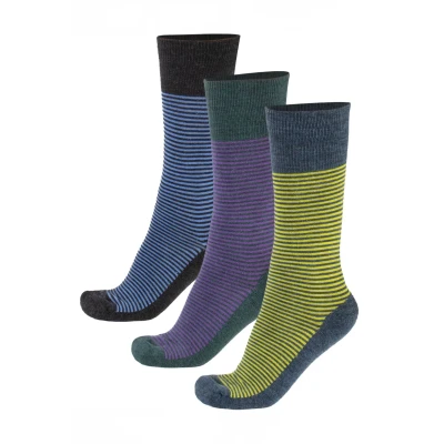 Abbildung von CALZITALY 3 Paar von Strümpfen aus Merinowolle mit Gestreiftem Muster Blau, Beige, Schwarz 35/38 (35/41, Streifen Gris+Azul+Petróleo)