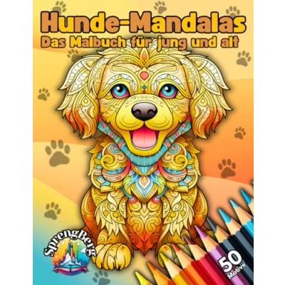 Abbildung von Hunde Mandala Malbuch: 50 tierische Motive zum Ausmalen für Erwachsene und Kinder ab 12 Jahren. Perfekt Stressabbau, zur Entspannung Achtsamkeit (Tier Malbücher)