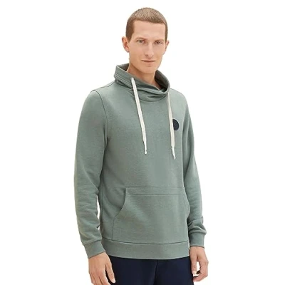 Abbildung von TOM Tailor Snood MIT Logoprint Sweatshirt, Herren, Größe: Large, Green dust melange