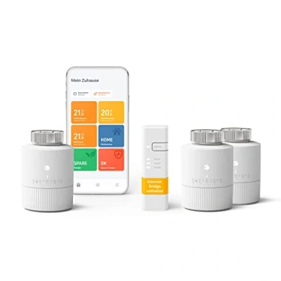 Abbildung von tado BASIC smartes Heizkörperthermostat Wifi Starter Kit V3+, inkl. 3 x Thermostat für Heizung digitale Heizungssteuerung per App einfache Installation kompatibel mit Alexa, Siri &amp; Google