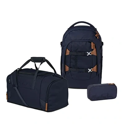 Abbildung von Satch Schulranzen Schulrucksack Set PACK Nordic Blue 3 teilig (3 teilig), Laptop Fach, Your Size System,