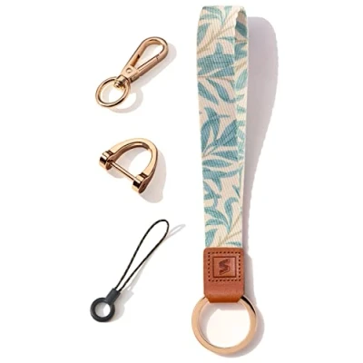 Abbildung von SENLLY Schlüsselband Wristlet Keychain Lanyard Strap Handschlaufe Schlüsselanhänger mit echtem Leder, für Schlüssel, Mobile Handys Telefon, Kamera, Charms