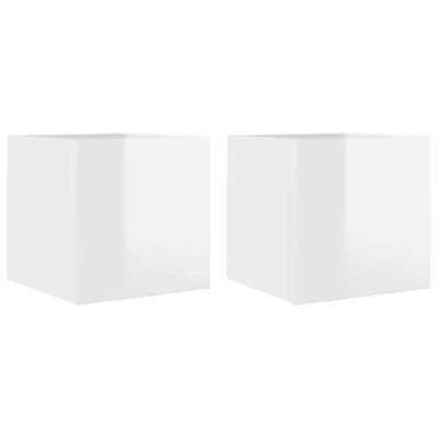 Abbildung von vidaXL 2X TV Wandschrank Wohnwand Anbauwand Schrankwand HiFi Schrank Hängeschrank Fernsehwand Fernsehschrank Wohnzimmer Hochglanz Weiß 30,5x30x30cm