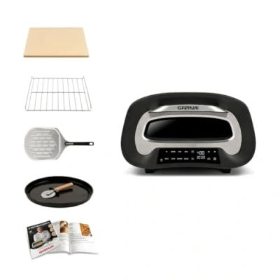 Abbildung von G3 Ferrari G10186 Pronto Pizza 2 Minuten, 1700 W, Erreicht bis zu 430 C, kalte Wände, Kochen in digitales Display, 8 Programme, Schamottstein, inklusive Zubehör, schwarz