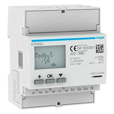 Abbildung von Hager ECR300C Energiezähler 3ph.1A Oder 5A Mid (ECR300C)