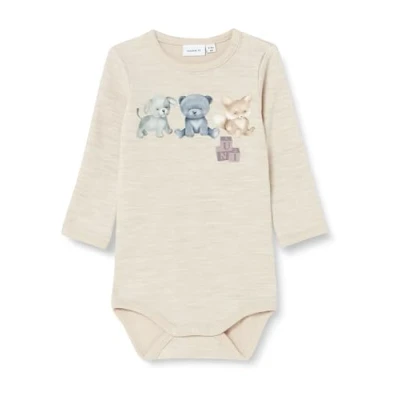 Abbildung von NAME IT Unisex NBNWUP Wool/CO LS XXIII Body, Peyote Melange/AOP:AOP, 68