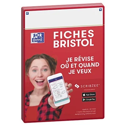 Abbildung von OXFORD Revision 2.0 Karteikarten, DIN A5 (14,8 x 21 cm), weißer Hintergrund, Vorderseite/Rückseite, roter Rahmen, 50 Stück