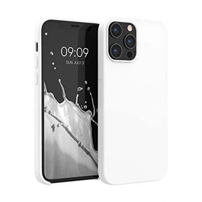 Abbildung von kwmobile Hülle kompatibel mit Apple iPhone 12 Pro Max Silikon Handy Case Handyhülle weiche Oberfläche kabelloses Laden Weiß