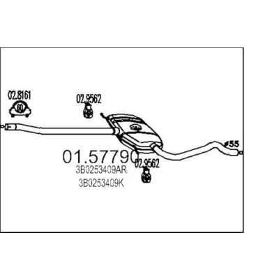 Abbildung von MTS 01.57790 Mittelschalldämpfer 1630 VOLKSWAGEN: Passat B5 Variant, GP Limousine
