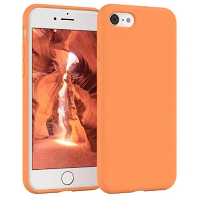 Abbildung von EAZY CASE Premium Silikon Handyhülle kompatibel mit iPhone SE (2022/2020) / 8/7, Slimcover Kameraschutz und Innenfutter, Silikonhülle, Schutzhülle, Bumper, Handy Case, Softcase, Orange
