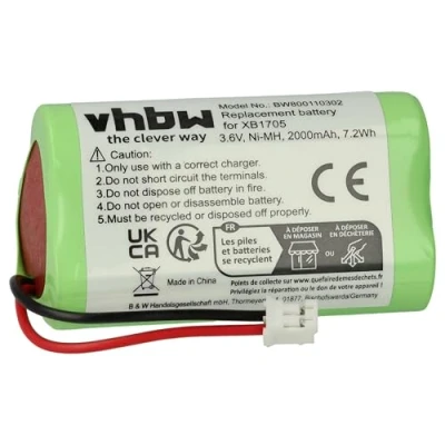 Abbildung von vhbw 1x Akku kompatibel mit Euro Pro Shark V1705i, V1705 Home Cleaner Heimroboter (2000 mAh, 3,6 V, NiMH) Ersatz für XB1705