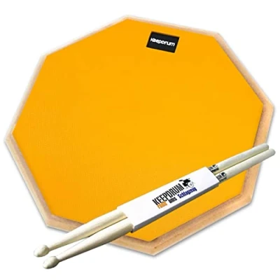 Abbildung von keepdrum DPOR12 Practice Pad Übungspad Schlagzeug Orange 12 Zoll + Drumsticks