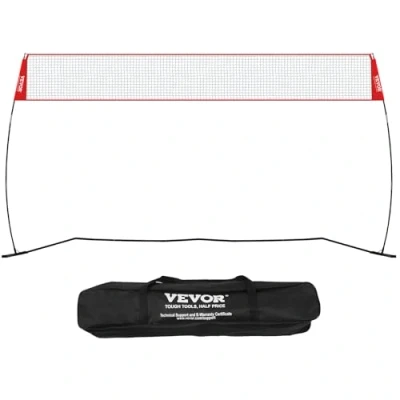 Abbildung von VEVOR Volleyballnetz Höhenverstellbares Set, 4,3 x 2,3 2,4 m Tragbarer Beachvolleyball Netz, Faltbare mit Volleyball &amp; Tragetasche, für Garten, Strand
