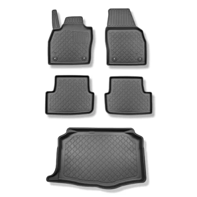 Abbildung von Mossa Set TPE Fußmatten Auto + Kofferraumwanne kompatibel mit Seat Ibiza V 6F Hatchback (06.2017 ) schwarz Automatten Autoteppiche Kofferraummatte rutschfest Schutzmatte G2