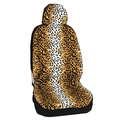 Abbildung von Auto Sitzbezüge Set, Leopard Short Plush Vordersitze Sitzschoner Zubehör Innenraum Dekoration Schonbezüge Teilbarer für Fahrersitz &amp; Beifahrer (Yellow,1Pcs)