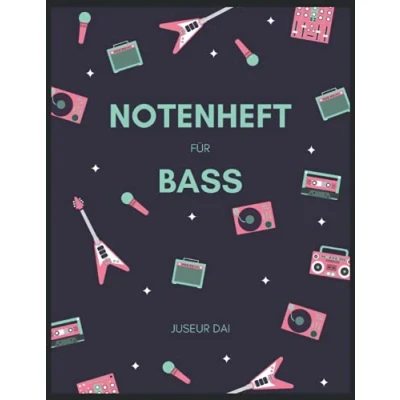 Abbildung von Notenheft für Bass: Das A4 die Schule, den Musikunterricht und als Geschenkidee Musiker