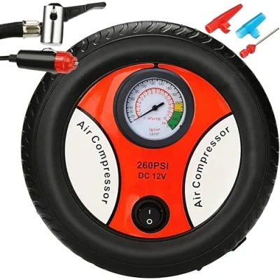 Abbildung von Retoo Kompressor Luftkompressor 12V für Auto Tragbare Elektrische Luftpumpe 260PSI 60W Reifenpumpe Fahrrad Motorrad Wohnwagen Ball Luftkissen 17x17x7 cm
