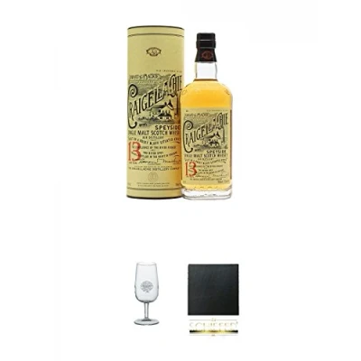 Abbildung von Craigellachie 13 Years Old Highland Single Malt 0,7 Liter + Classic Nosing Glas mit Aufschrift 1 Schiefer Glasuntersetzer eckig ca. 9,5 cm Durchmesser