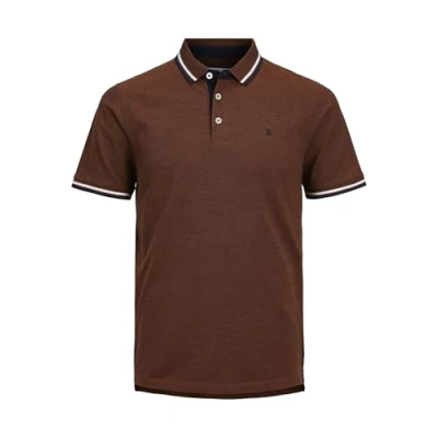 Abbildung von Jack &amp; Jones Poloshirt + Fit Polo Shirt JJEPAULOS Sommer Hemd Pique (1 tlg) 3615 in Mittelbraun