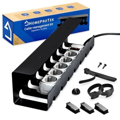 Abbildung von HOMEPROTEK Kabelkanal für EIN ordentliches Kabelmanagement 1 x schwarzer Kabelhalter mit einfacher Montage 43 10 cm Organizer Büro zu Hause