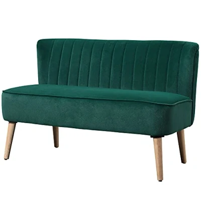 Abbildung von HOMCOM 2 Sitzer Sitzmöbel Loungesofa Holz Samtartiges Polyster Schaumstoff, 1 Teile