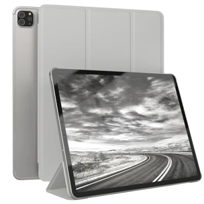 Abbildung von EAZY Case Schutzhülle mit Stifthalter für iPad Pro 12,9&quot; (2018/2020/2021/2022) Hülle Smart Cover Tablet Smartcase zum Aufstellen Klapphülle Standfunktion Sleep Wake Up Hell Grau