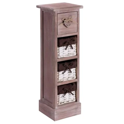 Abbildung von CARO Möbel Standregal Flower Blumenregal Schubladenkommode mit 3 Körben und 1 Schublade, braun
