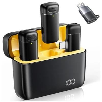 Abbildung von VOVIGGOL 2st. Lavalier Mikrofon Wireless für iPhone iPad Android mit 400mAh Ladekoffer, Plug&amp;Play Handy Kabellos Ansteckmikrofon Videoaufnahmen YouTube, Live Stream, TikTok, Vlog