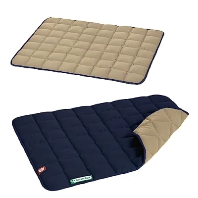 Abbildung von Doctor Bark Hundedecke weiche, hochwertige Hundematte für mittlere Hunde, robuste Indoor Outdoor Liegedecke, waschbar bis 95C (Gr. M, Goldbraun Königsblau)