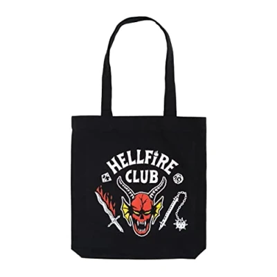 Abbildung von Grupo Erik Tote Bag, Stranger Things Einkaufstasche, Stofftasche aus Baumwoll, Leichte Tragetasche, Praktische Jutebeutel, Stoffbeutel mit offizieler Lizenz
