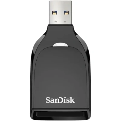 Abbildung von SanDisk QuickFlow SD UHS I Kartenlesegerät mit USB A Anschluss, Lesegeschwindigkeit bis zu 250 MB/s, Schreibgeschwindigkeiten 150 3.2 Gen 1
