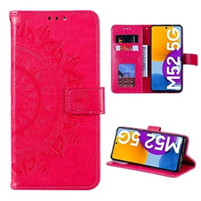 Abbildung von CoverKingz Klapphülle kompatibel mit Samsung Galaxy M52 5G Schutzhülle Kartenfach zum aufklappen Klapphandyhülle Case klappbar Motiv Mandala Pink