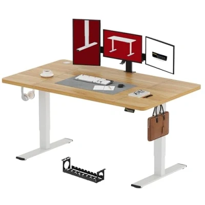 Abbildung von SANODESK Elektrisch Höhenverstellbarer Schreibtisch 180 x 80 cm Ergonomischer Steh Sitz Tisch mit Memory Funktion für Homeoffice und Heimbüro, ahorn, Computertisch, Standing Desk