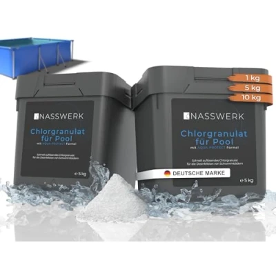 Abbildung von NASSWERK® Chlorgranulat für Pool 10kg Hocheffektives Chlor Granulat zur Schockchlorung &amp; Stoßchlorung Poolpflege schnelllöslich Whirlpool 10 kg Desinfektion