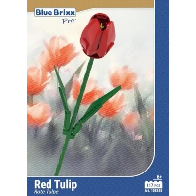 Abbildung von BlueBrixx Pro 108345 Rote Tulpe aus Klemmbausteinen mit 117 Bauelementen
