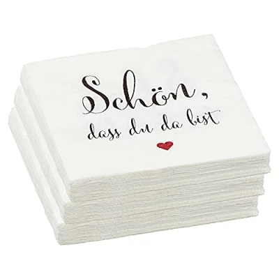 Abbildung von CEPEWA Papierserviette Papierservietten “Schön, dass Du da bist&quot; 60er Set