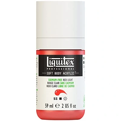 Abbildung von Liquitex 1959893 Professional Acrylfarbe Soft Body Künstlerfarbe in cremiger deckender Konsistenz, hohe Pigmentierung, lichtecht &amp; alterungsbeständig, 59ml Flasche Kadmiumfrei Rot Hell
