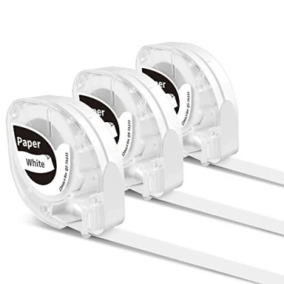 Abbildung von 3x Phomemo P12 Etikettenband Original 12mm x 4m Schwarz auf Weiß Q5 TA231 Selbstklebendes Wirtschaftsetikettenpapier für P12/P12 Pro/LT12 Etikettendrucker &amp; als Ersatz Dymo LetraTag