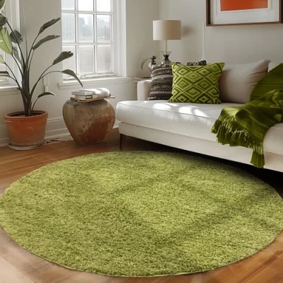 Abbildung von Hochflor Teppich Unicolor Einfarbig, Carpettex, Rund, Höhe: 30 mm, Modern Kurzflor Wohnzimmer Abstrakt Design Rosa Pflegeleicht