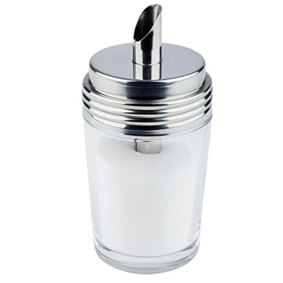 Abbildung von APS Zuckerdosierer, Zuckerspender, Zucker oder Milchspender aus Glas, mit Edelstahl 18/8 Schraubverschluss, 6,5 x cm, 14,5 cm Höhe.